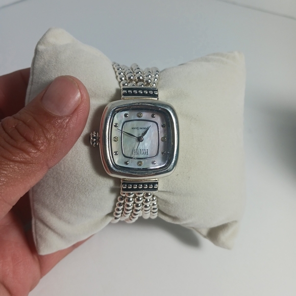 Ecclissi Beaded Stretch Watch 7-1/4" Sterling Silver - Picture 3 of 16